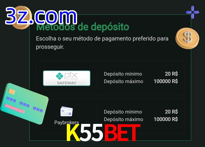 O cassino K55BET oferece uma grande variedade de métodos de pagamento
